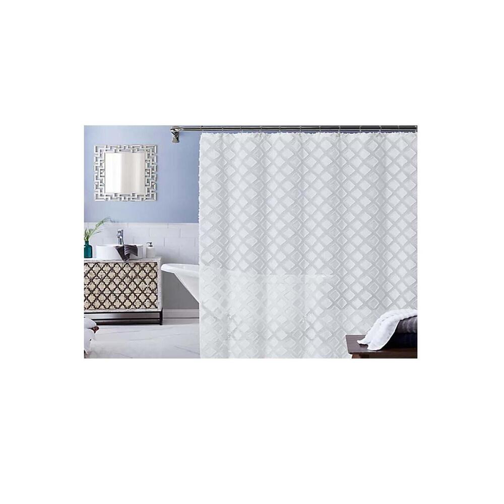 Dainty Home Katie Fabric Shower Curtain, 70"W x 72"L White